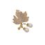 Fashion Gold Copper Set With Diamonds And Pearls Maple Leaf Brooch