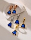 Fashion Silver+dark Blue Titanium Steel Inlaid Zirconium Heart Hoop Earrings