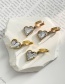 Fashion Gold+white Titanium Steel Inlaid Zirconium Heart Hoop Earrings