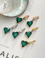 Fashion Rose Gold+dark Green Titanium Steel Inlaid Zirconium Heart Hoop Earrings