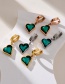 Fashion Rose Gold+dark Green Titanium Steel Inlaid Zirconium Heart Hoop Earrings