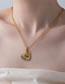 Fashion Hollow Big Heart (mother) - Gold Titanium Steel Alphabet Heart Necklace
