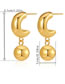 Fashion Gold Gold-plated Copper Geometric Ball Hoop Earrings