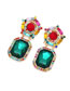 Fashion Color Alloy Diamond Square Earrings