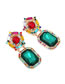 Fashion Color Alloy Diamond Square Earrings
