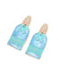 Fashion Color Alloy Dripping Oil Inlaid Pearl Letter Wine Bottle Earrings