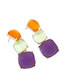 Fashion Color Resin Color Contrast Transparent Square Earrings