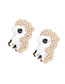 Fashion White Alloy Oil Drip Pearl Pony Stud Earrings