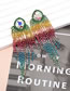 Fashion Color Metal Diamond Gradient Claw Chain Tassel Hoop Earrings