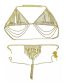 Fashion Gold Plated Suit Geometric Diamond Cutout Bra Panty Body Chain Set