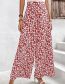 Fashion Red Polyester Floral Wide-leg Trousers