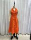 Fashion Orange Polyester Lapel-breasted Dress