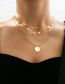 Fashion Gold Alloy Geometric Round Pearl Multilayer Necklace