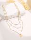Fashion Gold Alloy Geometric Round Pearl Multilayer Necklace