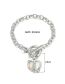 Fashion White Alloy Diamond Heart Cuff Bracelet