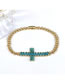Fashion Green Copper And Diamond Cross Bracelet