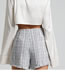 Fashion White Polyester Check Button-up Shorts