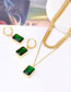 Fashion Necklace + Earrings Titanium Steel Square Diamond Earring Chain Double Necklace Earrings Set