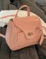 Fashion Pink Pu Lock Flap Large Capacity Backpack