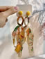 Fashion Yellow Fabric Print Tassel Earrings