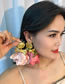Fashion Blue Fabric Bow Rose Earrings