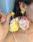 Fashion Yellow Fabric Flower Earrings