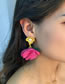Fashion Gold Fabric Floral Earrings