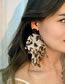 Fashion Rose Pattern Fabric Flower Tassel Earrings