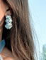Fashion White Fabric Embroidered Flower C-shaped Earrings