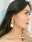 Fashion Khaki Alloy Diamond Conch Tassel Earrings
