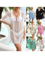 Fashion Apricot Open-knit Long-sleeve Sun Protection Blouse