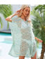 Fashion White Blue Acrylic Open-knit Long-sleeve Sun Protection Blouse