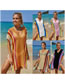 Fashion Yellow Open-knit Rainbow Sunscreen Blouse
