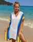 Fashion Yellow Open-knit Rainbow Sunscreen Blouse