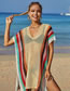 Fashion Pink Open-knit Rainbow Sunscreen Blouse