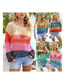 Fashion Pink Color Striped Knit Long Sleeve Sunscreen Blouse