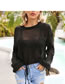 Fashion White Polyester Sheer Knit Tie Long Sleeve Sun Protection Blouse