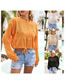 Fashion Orange Polyester Sheer Knit Tie Long Sleeve Sun Protection Blouse