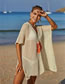 Fashion Apricot Acrylic Open-knit Floral Sunscreen Blouse