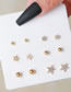 Fashion 9# Geometric Pearl Bow Snowflake Moon Earring Set
