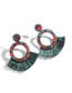 Fashion Mixed Color Nylon Rhinestone Tassel Earrings