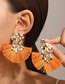 Fashion Orange 3230 Alloy Geometric Scalloped Tassel Earrings