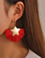 Fashion Red Alloy Pentagram Scalloped Tassel Earrings