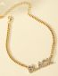 Fashion Gold Alloy Diamond Alphabet Necklace