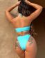 Fashion Sky Blue Polyester Crossover Halter Two-piece Swimsuit