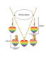 Fashion 2# Alloy Drip Color Heart Necklace Earrings Set