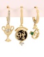 Fashion Gold Copper Inlaid Zircon Holy Sword Holy Grail Number Pendant Earring Set Of 6