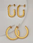 Fashion C Shape C-shaped Earrings In Titanium Steel And Diamonds