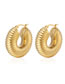 Fashion Threaded Hollow Gold Titanium Steel Geometric Thread Round Earrings