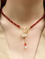 Fashion Red Semi-precious Beaded Diamond Heart Ot Buckle Necklace